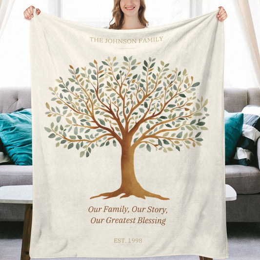 Our Family Story Personalized Family Tree Blanket - Cherished Harbor Gifts