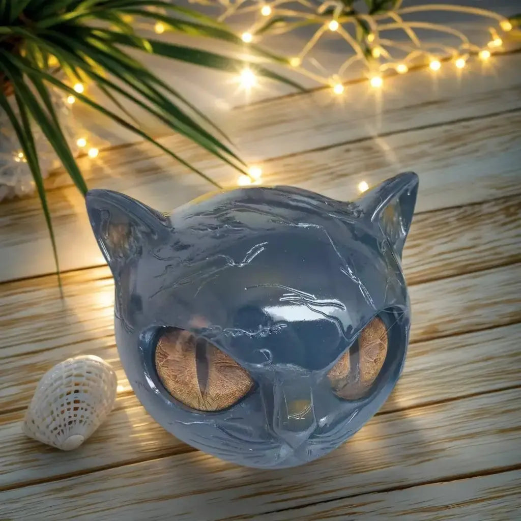 Black Cat Resin Figurine | Colorful Modern Cat Home Decor Sculpture by TED