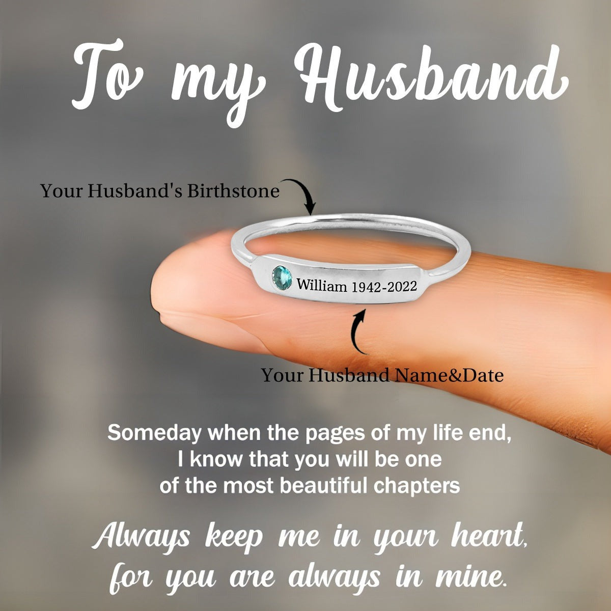 Custom Engraved Birthstone Ring in Gold, Silver & Rose Gold - Cherished Harbor Gifts