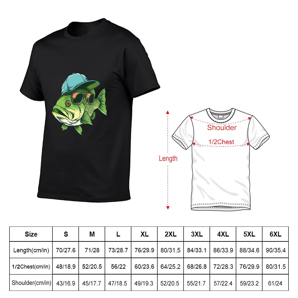 Men's Bass Fishing T-Shirt - 100% Cotton Angler Tee - Cherished Harbor Gifts