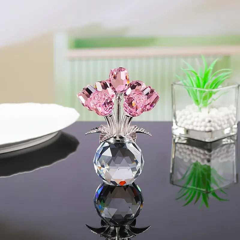 Crystal Rose Ornament Home Decor Gift