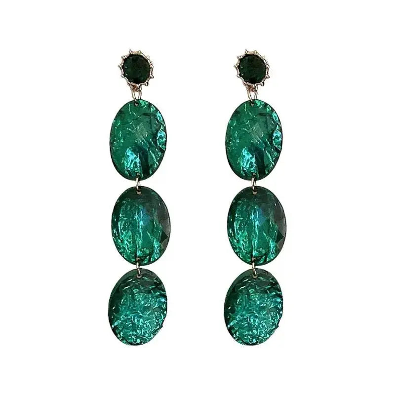 Korean Retro Green Earrings for Women Oval Dangle Earring Bridal Wedding Party Anniversary Gift Jewelry Pendientes by eprolo