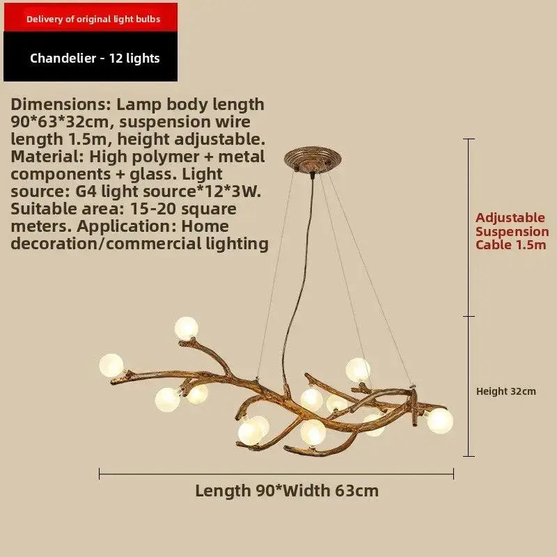 Japanese Zen Tree Branch LED Chandelier | Artistic Resin Pendant Light by TED