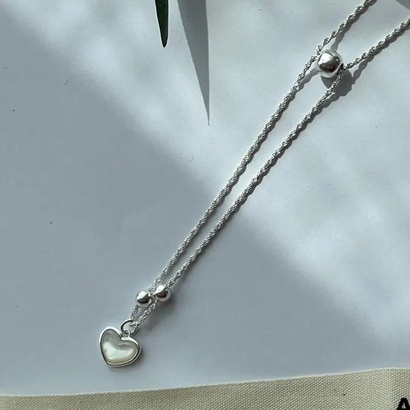 Mothers Day Adjustable Mother-of-Pearl Heart Silver Bracelet