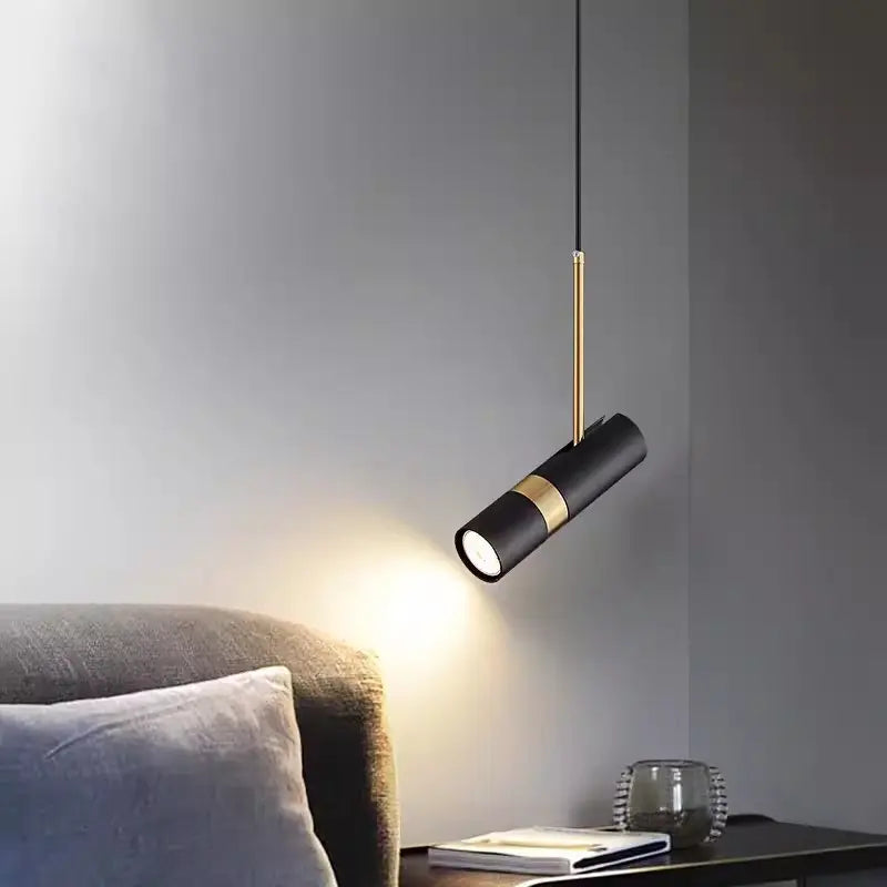 Nordic Minimalist Rotating Iron Bedside Chandelier for Bar Restaurant Bedroom