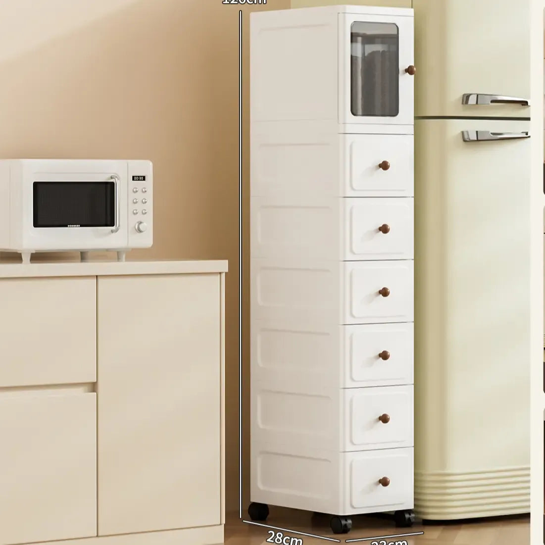 9.1-Inch Slim Rolling Storage Cabinet | 3-7 Tier Narrow Organizer with Drawers by TED
