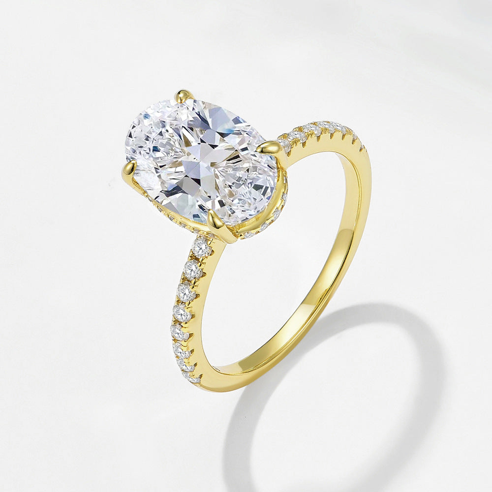Oval Zircon Engagement Ring - Stackable Wedding Band Set - Cherished Harbor Gifts