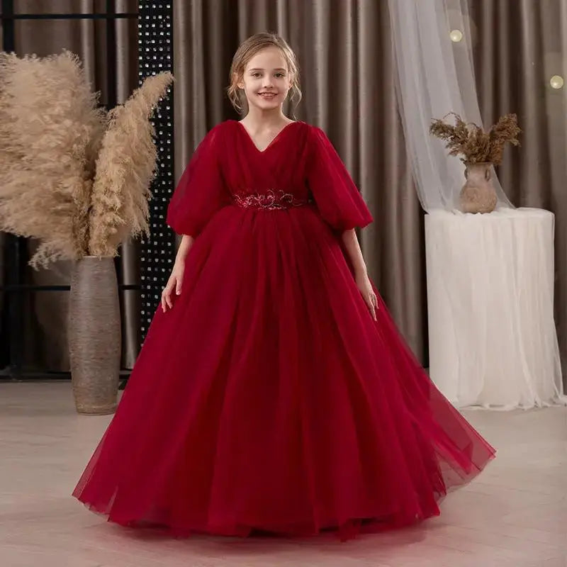 Fluffy Wedding Dress for Girls - Long Princess Party Gown by TED