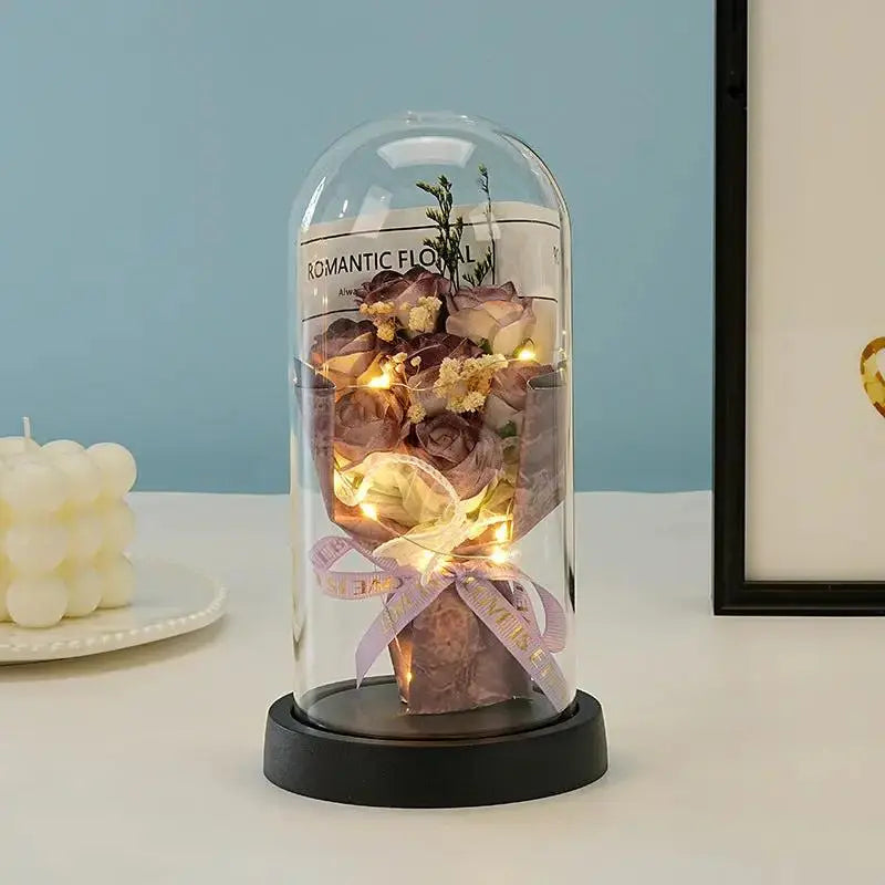 Valentine's Day Rose Glass Dome Night Light Gift for Her by EPR