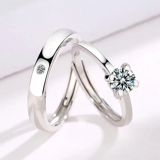 S925 Silver 520 Wedding Couple Ring Men And Women Open Ring Tanabata Anniversary Gift by eprolo