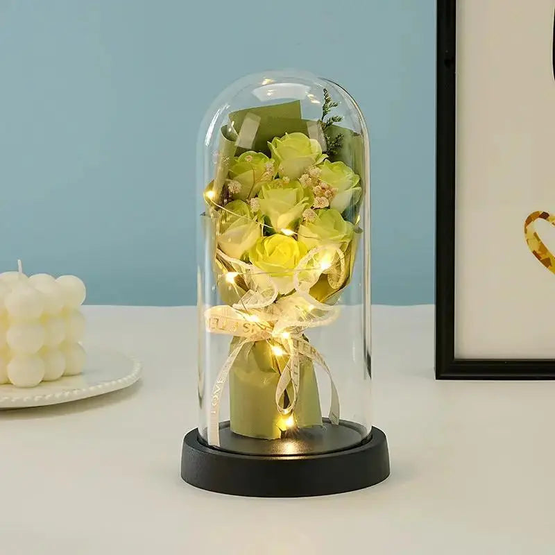 Valentine's Day Rose Glass Dome Night Light Gift for Her by EPR