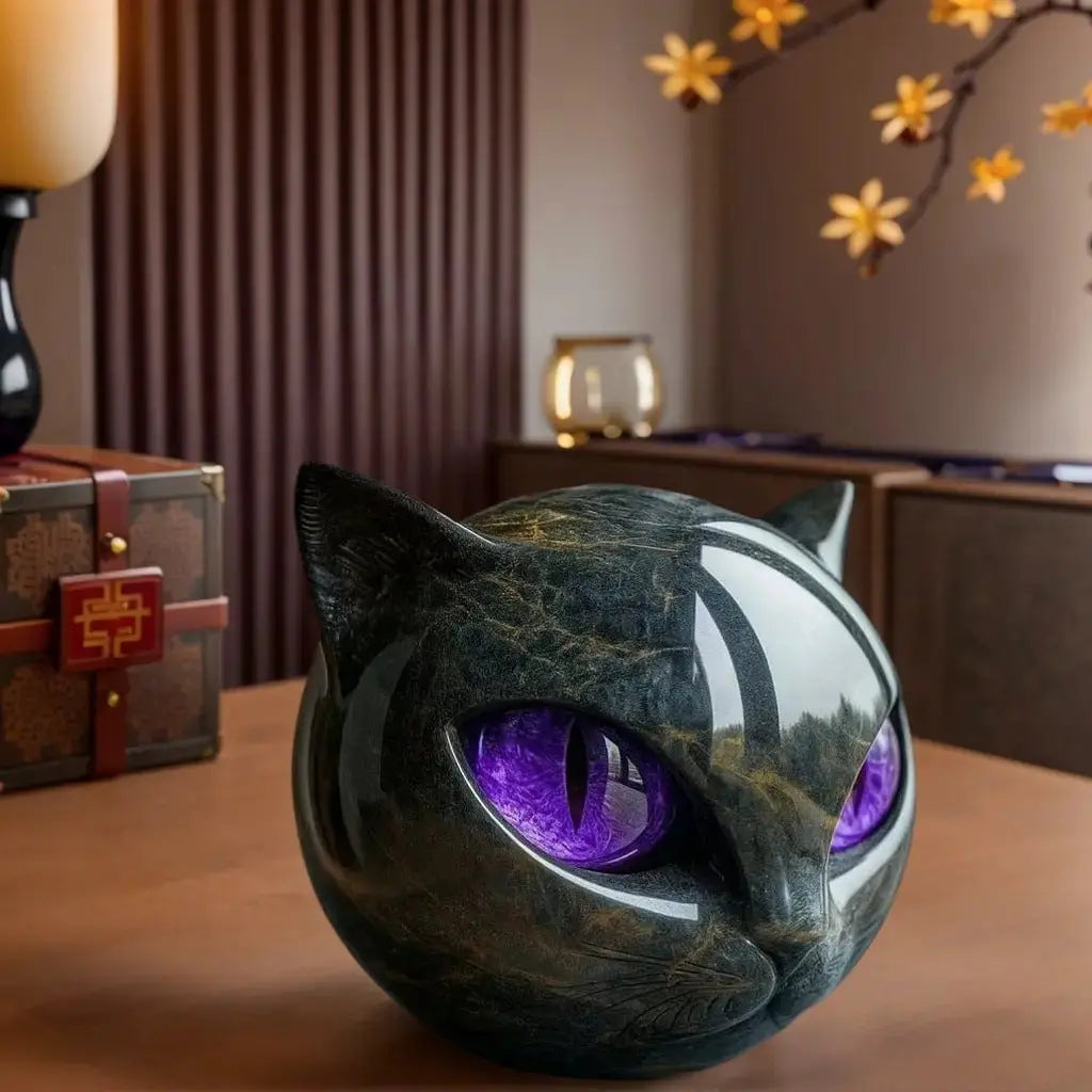 Black Cat Resin Figurine | Colorful Modern Cat Home Decor Sculpture by TED