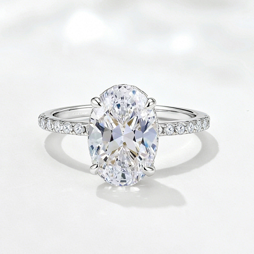 Oval Zircon Engagement Ring - Stackable Wedding Band Set - Cherished Harbor Gifts