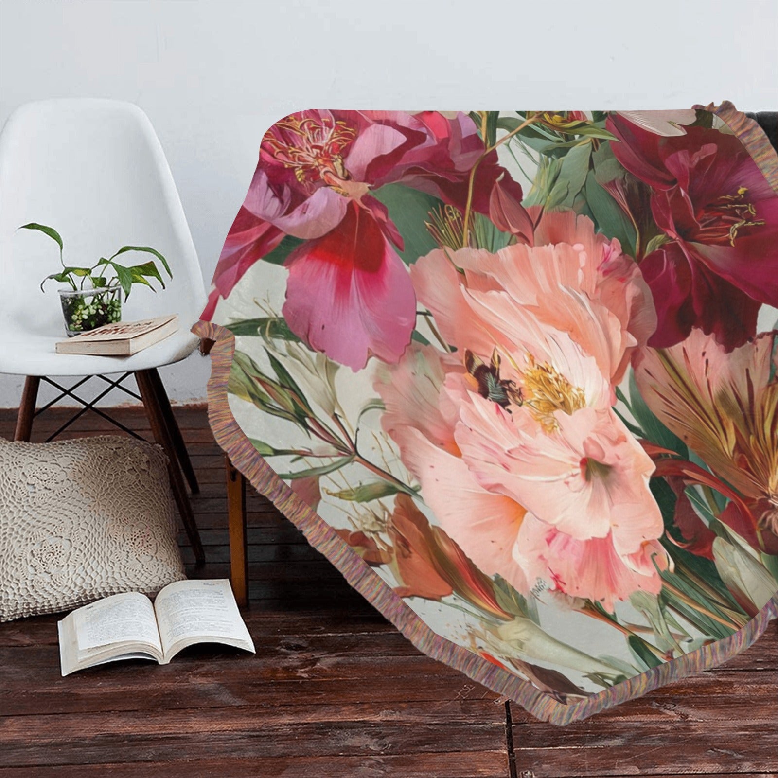 Cozy Floral Throw Blanket - Ultra-Soft Green Fringe Style - Cherished Harbor Gifts