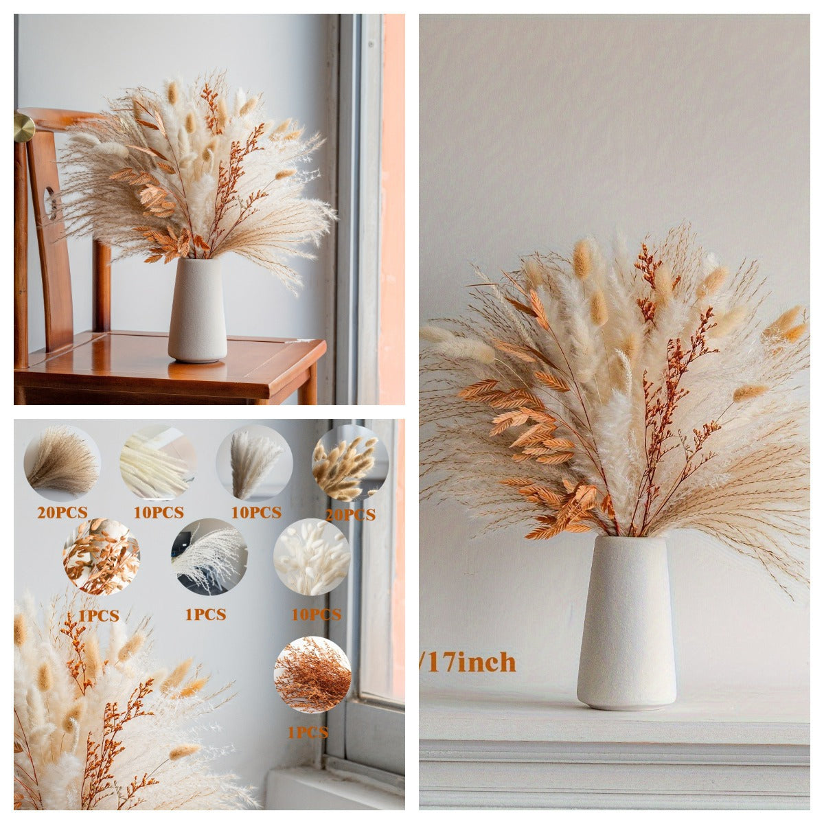 Natural Dried Flower Bouquet for Home and Wedding Decor - Cherished Harbor Gifts