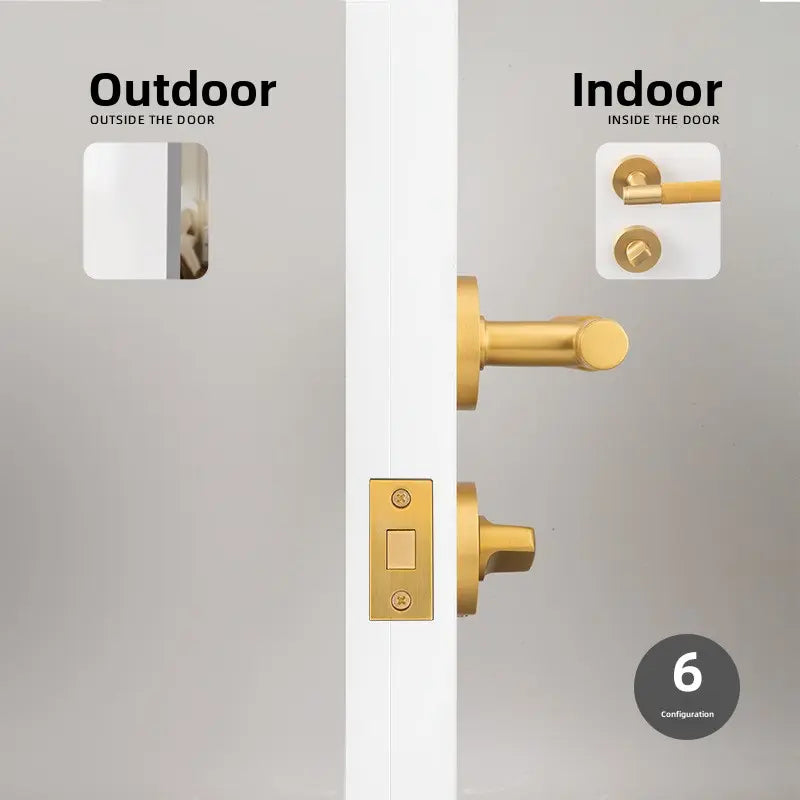 American brass indoor golden bedroom door lock split door lock antique brass wooden door handle lock