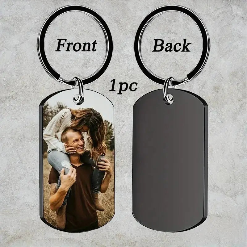 Personalized Military Dog Tag Keychain | Custom Photo & Text Engraved Keepsake by TED