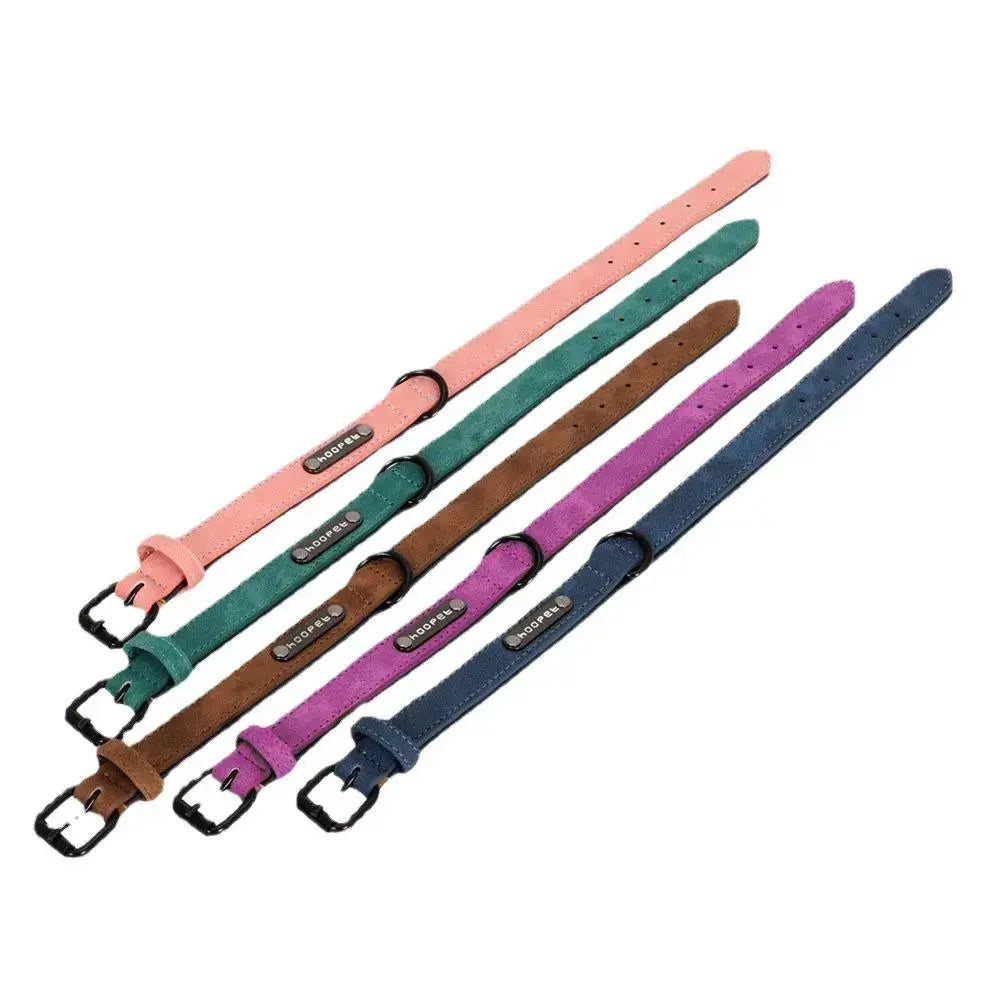 Frosted Leather Dog Collar | Adjustable Solid Color Collar for Small & Large Dogs by TED