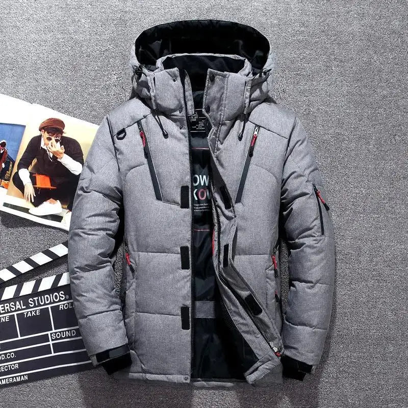 Men's Hooded Duck Down Winter Jacket | Windproof Multi-Pocket Coat M-5XL by TED