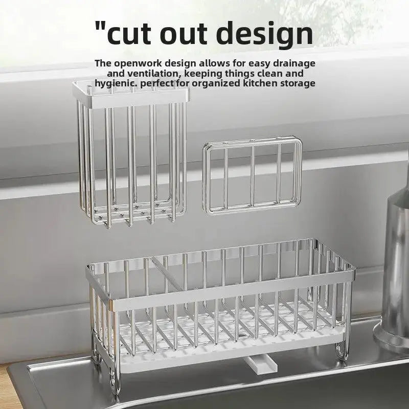 Stainless Steel Sink Organizer | Sponge Holder, Brush Rack & Soap Dispenser by TED