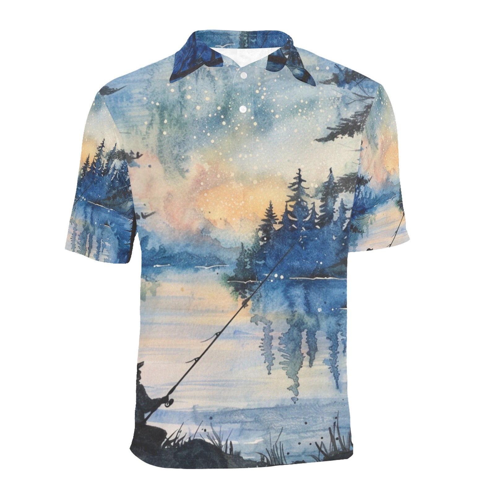 Fishing Polo Shirt Men's All Over Print Polo Shirt | Lightweight Polyester Casual Golf Shirt - Cherished Harbor Gifts