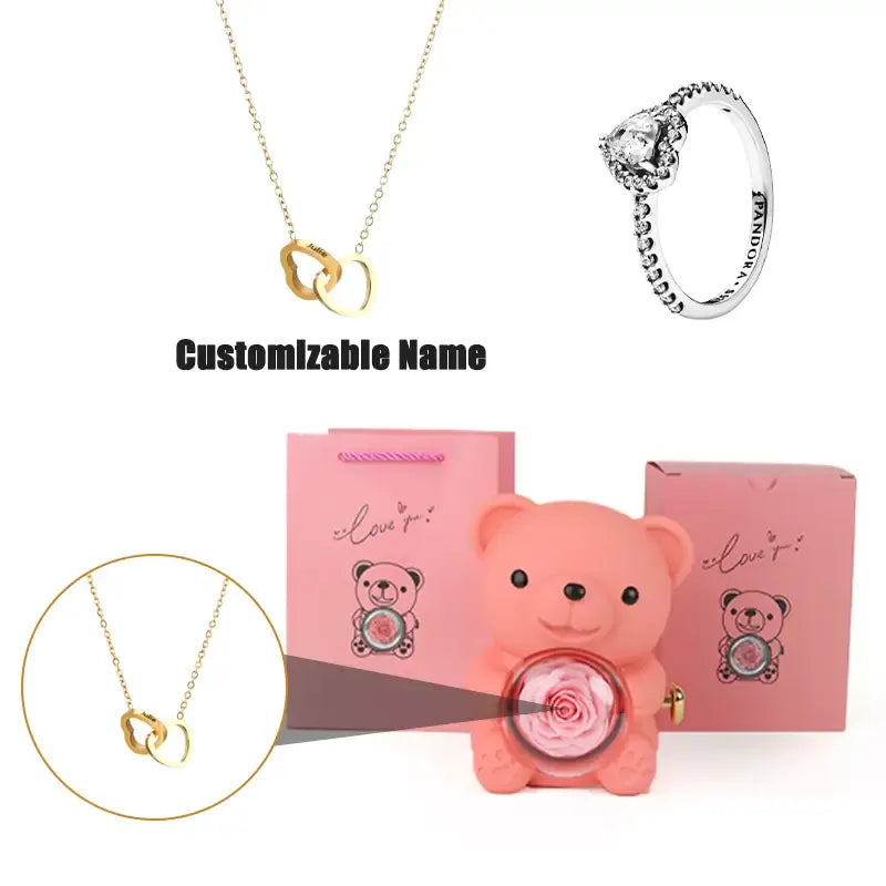 Romantic Teddy Bear Gift Jewelry Box with Necklace & Ring by EPR