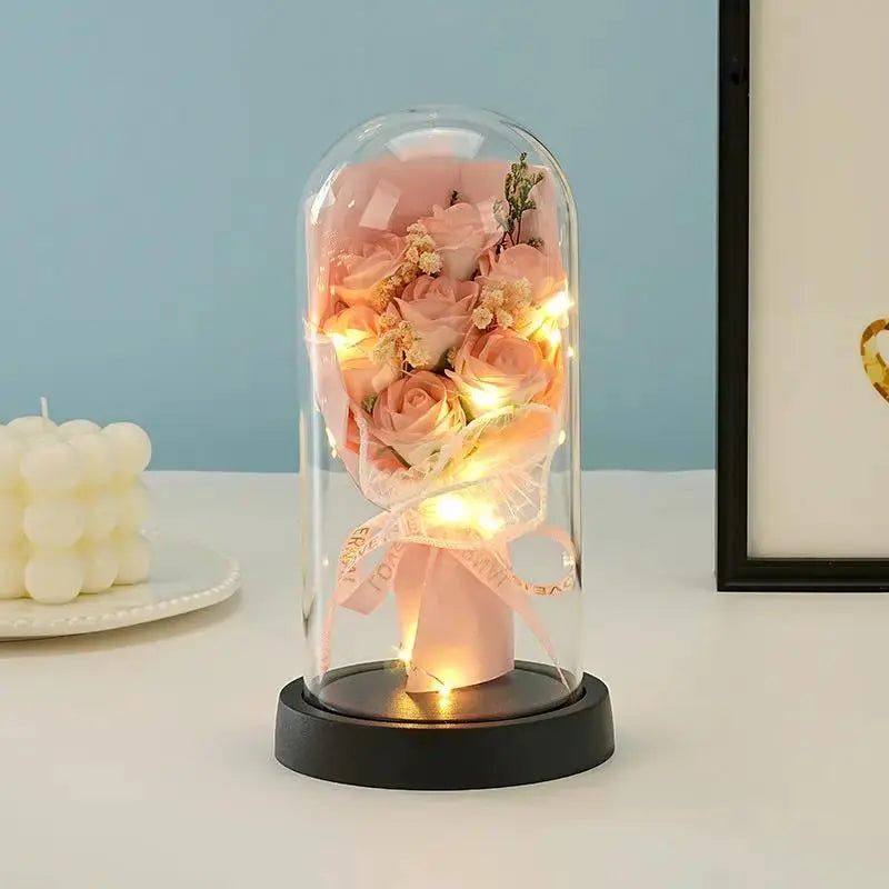 Valentine's Day Rose Glass Dome Night Light Gift for Her by EPR