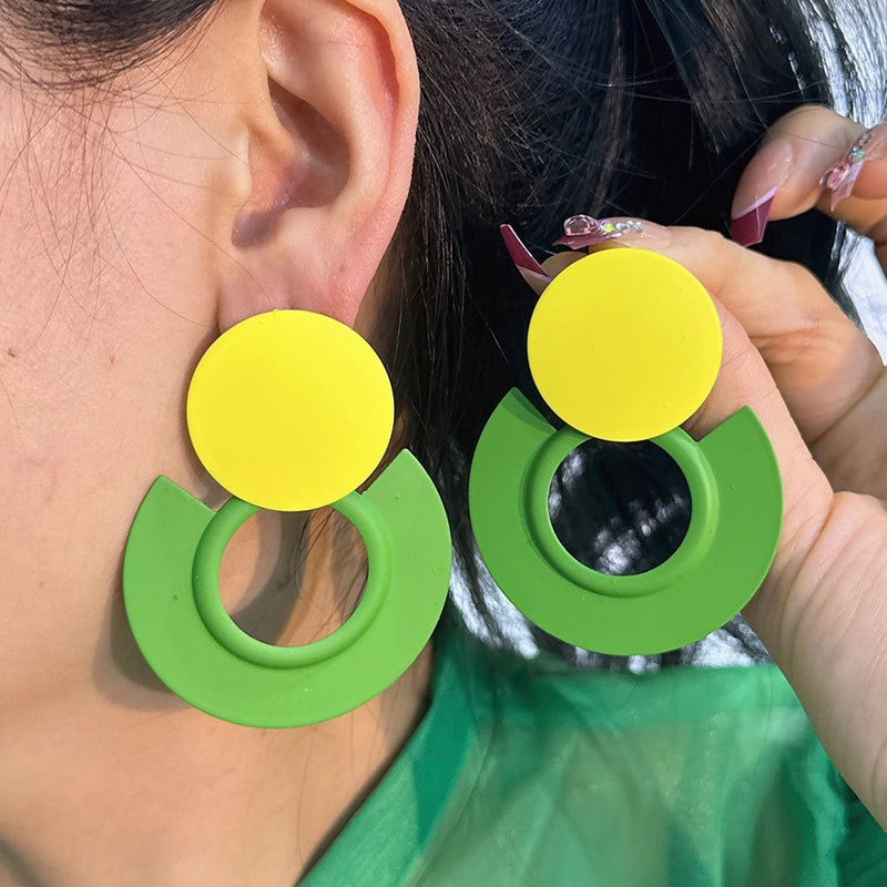 Modern Geometric Earrings - Stylish Circle Alloy Earrings - Cherished Harbor Gifts