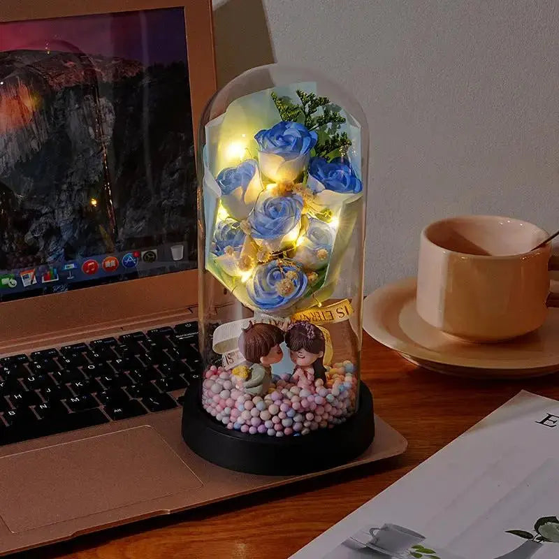 Valentine's Day Rose Glass Dome Night Light Gift for Her by EPR