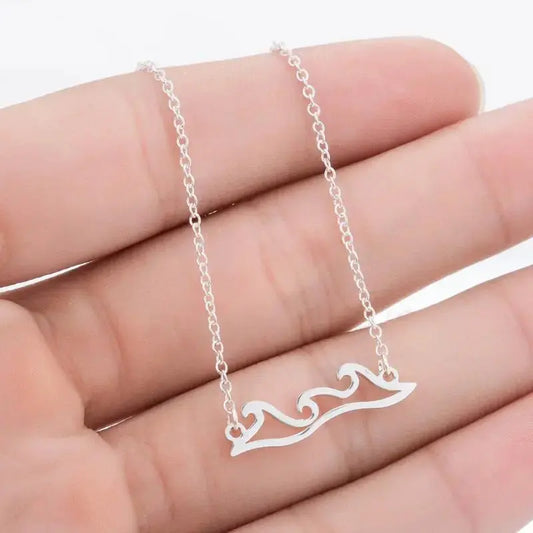 Stainless Steel Wave Necklaces & Pendants Beach Wedding Necklace Surfer Gift Tropical Wedding Jewelry by eprolo