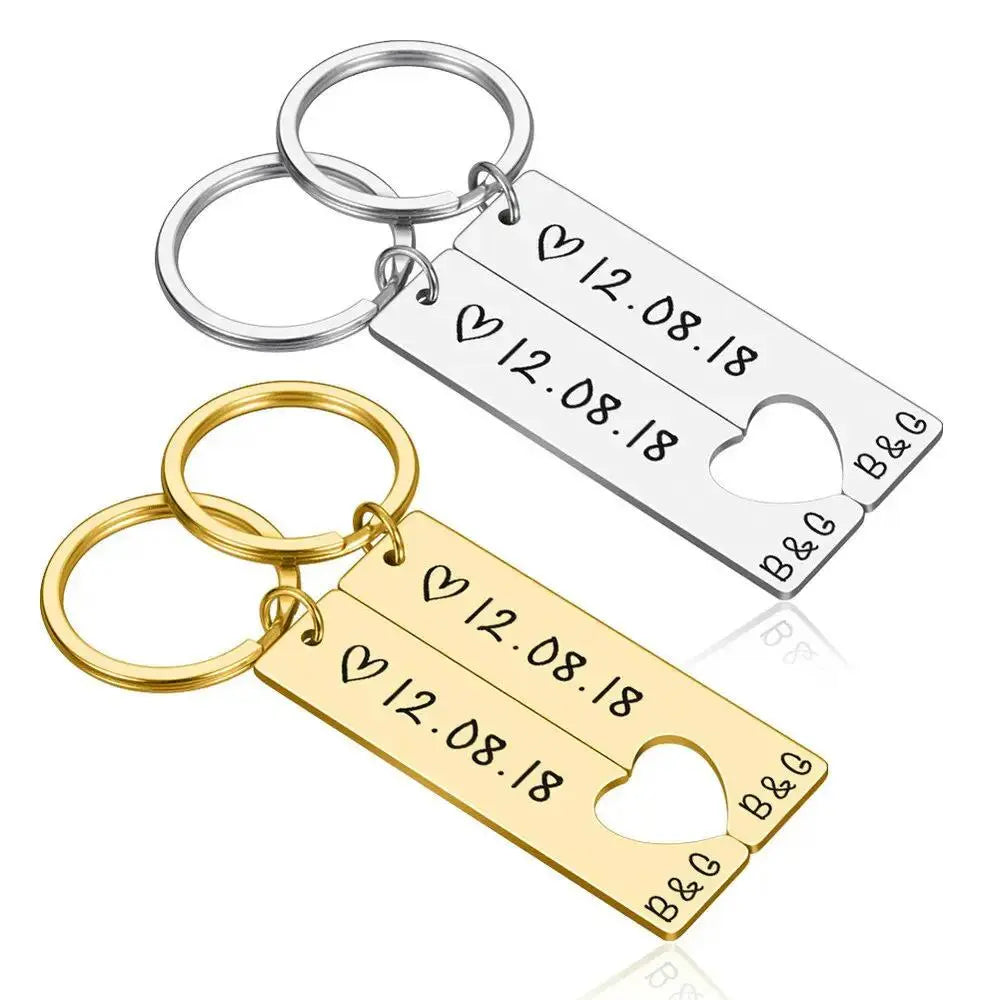 Custom Heart Keychain – Engraved Gift for Couples by EPR