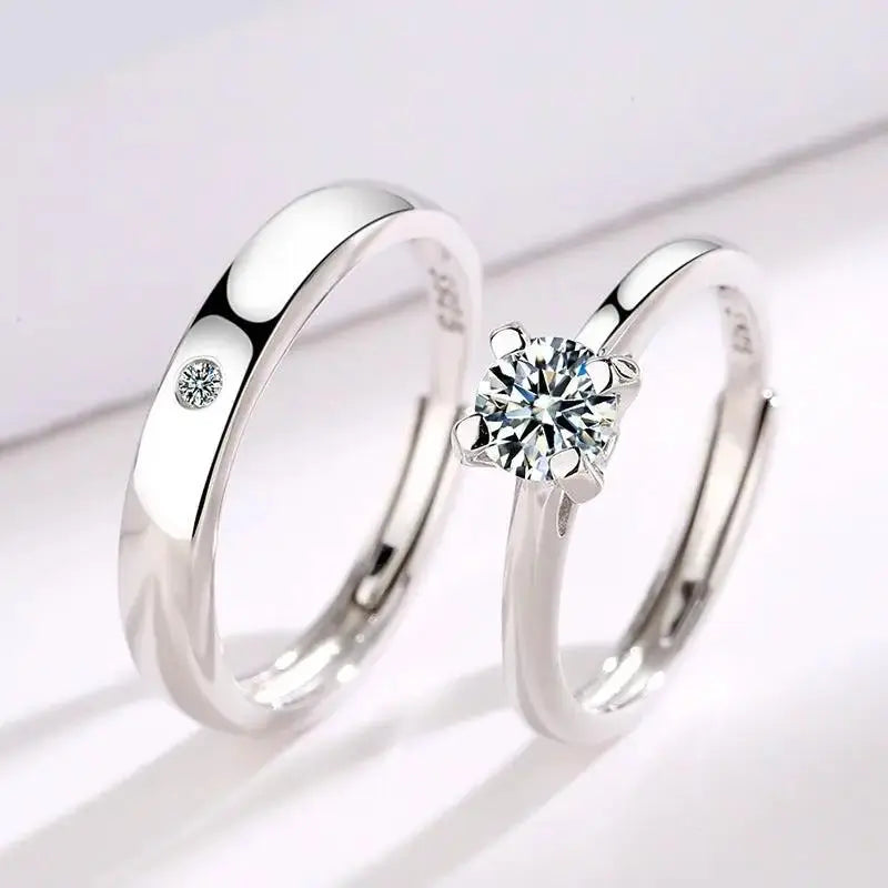 S925 Silver 520 Wedding Couple Ring Men And Women Open Ring Tanabata Anniversary Gift by eprolo