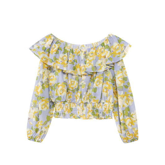 Women's Floral Ruffle Collar Blouse for Elegant Style - Cherished Harbor Gifts