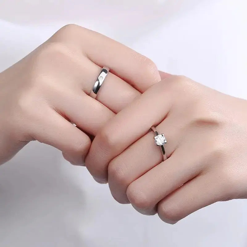 S925 Silver 520 Wedding Couple Ring Men And Women Open Ring Tanabata Anniversary Gift by eprolo