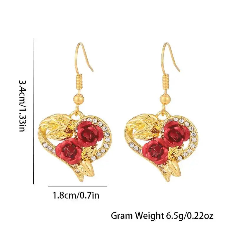 Rose Heart Pendant Necklace for Women | Gold Zircon Valentine’s Jewelry by EPR