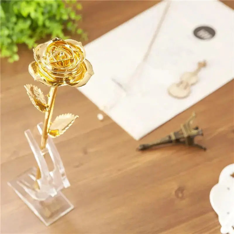 Gold Plated Rose Christmas Valentine's Day Birthday Creative Gift by eprolo
