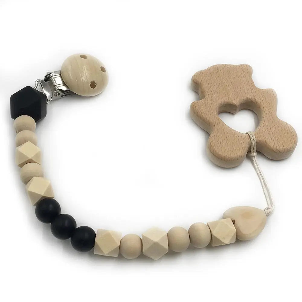 2-Piece Baby Wooden Animal Teether Set – Silicone Bead Grasping Toys by EPR