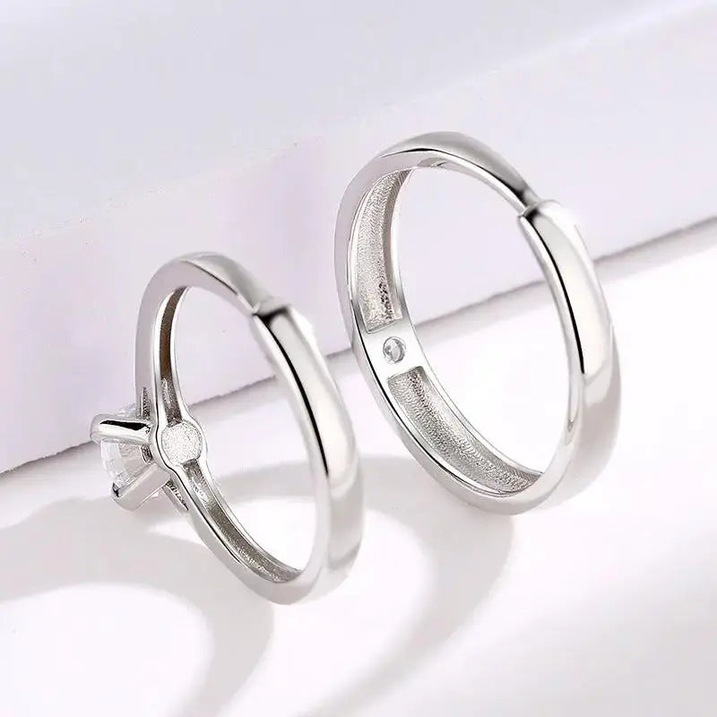 S925 Silver 520 Wedding Couple Ring Men And Women Open Ring Tanabata Anniversary Gift by eprolo