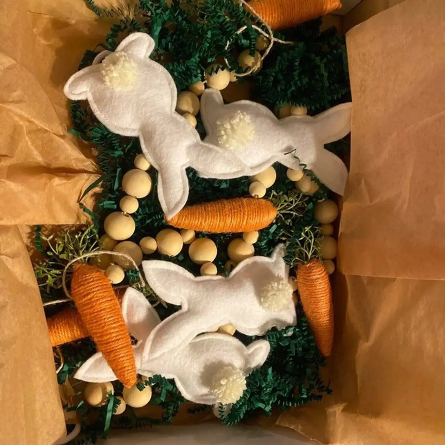 Handmade Easter Bunny Carrot Felt Garland | Festive String Decoration | 23.6 Inches by EPR