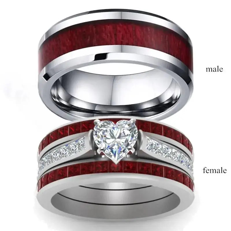 Brown Red Couples Engagement Ring for Romantic Gifts by EPR