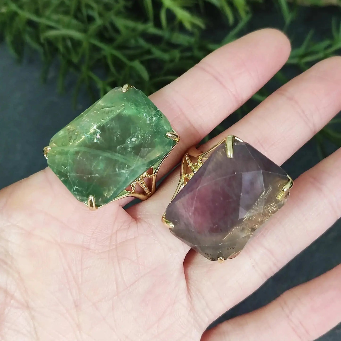 Unique Green Crystal Ring Gift for Birthday or Mom by EPR