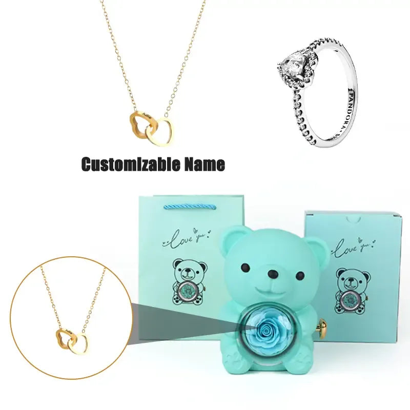 Romantic Teddy Bear Gift Jewelry Box with Necklace & Ring by EPR