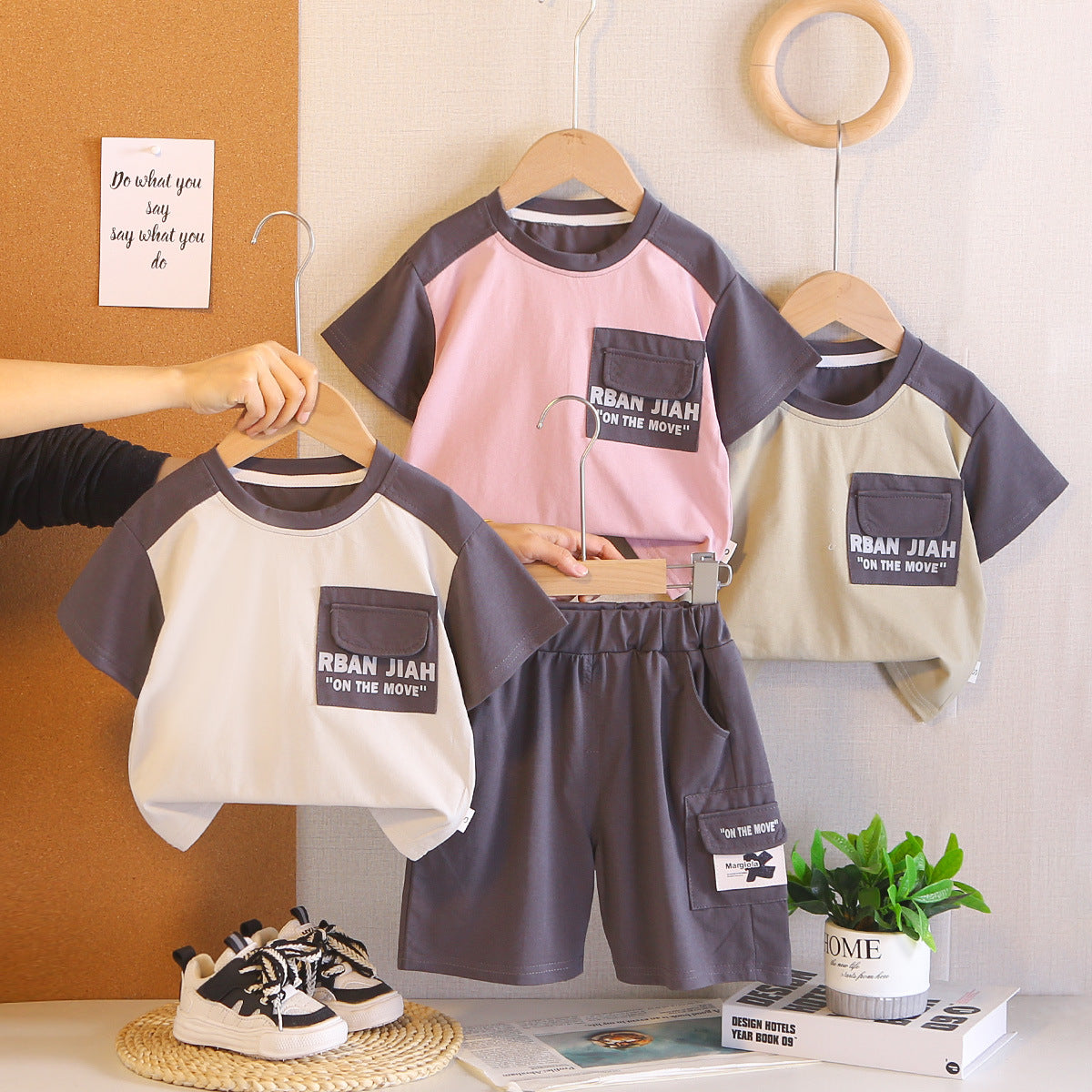 Boys Summer Outfit Set - Cotton Color Block Casual Style - Cherished Harbor Gifts