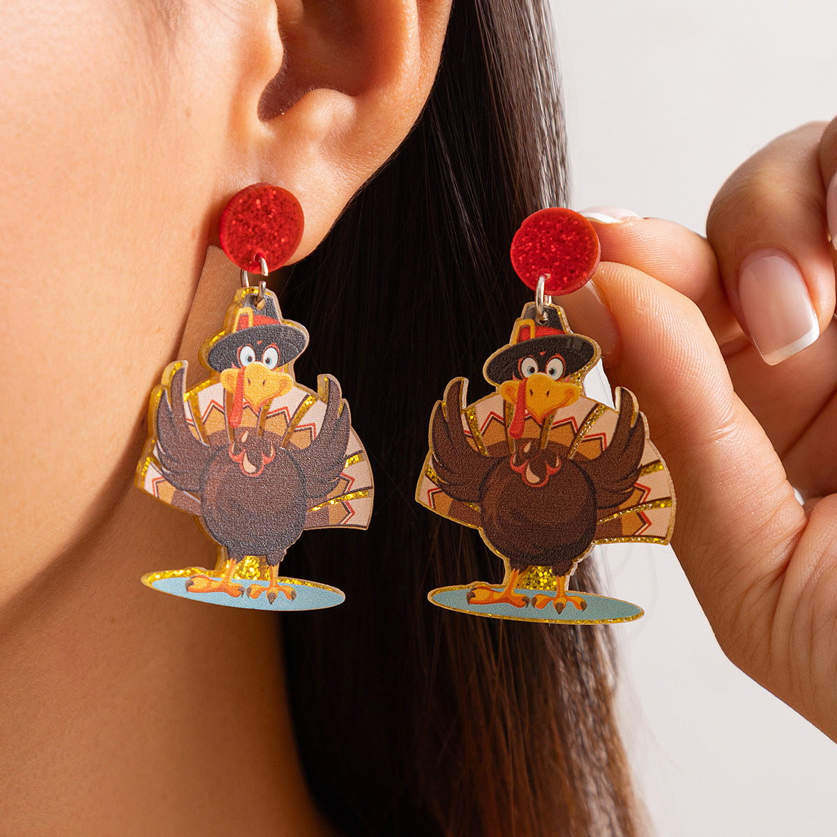 Cute Thanksgiving Turkey Earrings for Fall Celebrations - Cherished Harbor Gifts