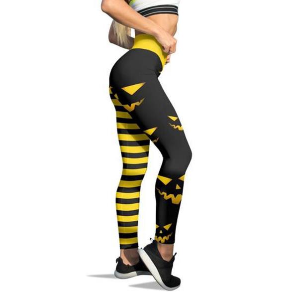 Halloween High Waist Pants for Women Pumpkin Print Sexy - Cherished Harbor Gifts