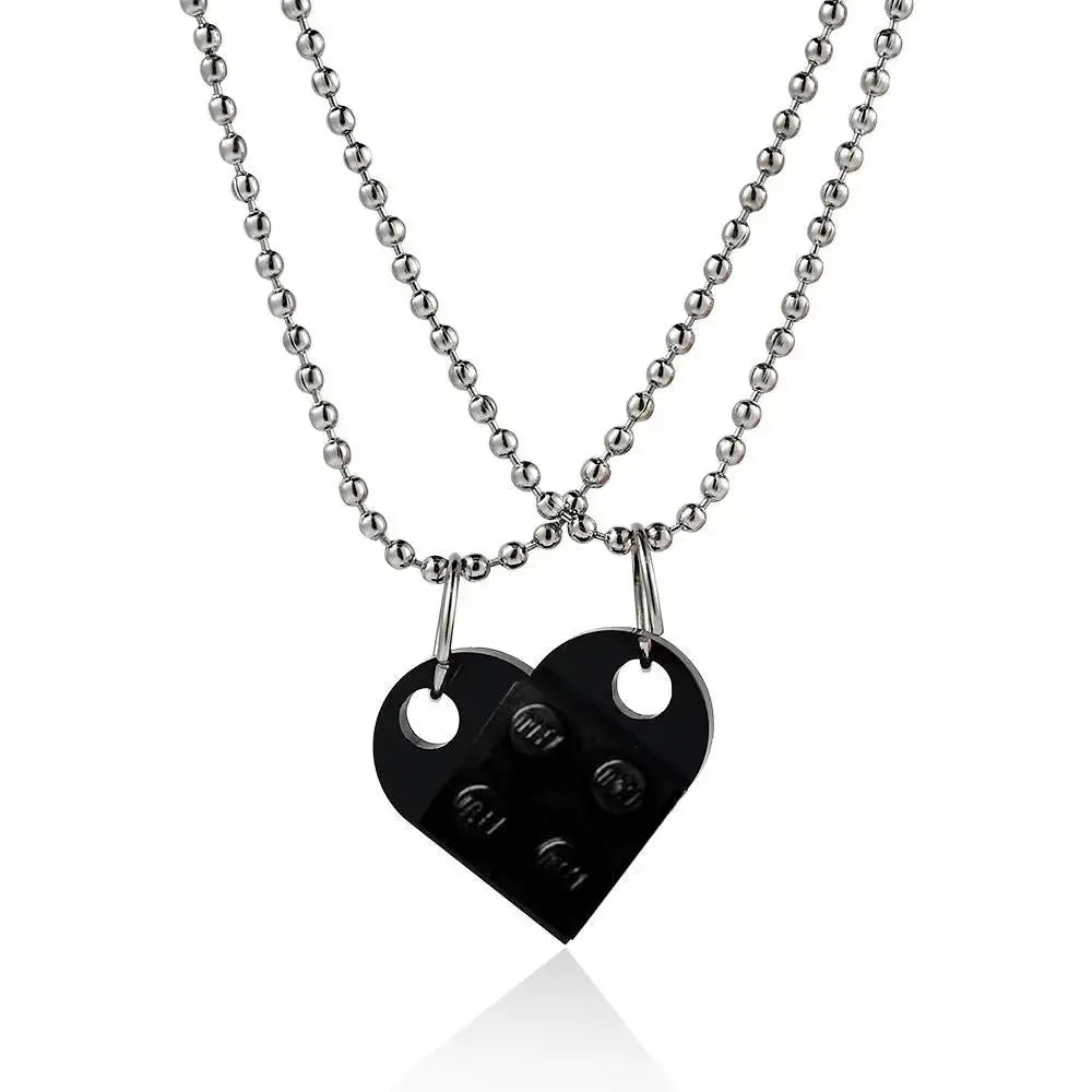 Couples Matching Necklaces - 2-Piece Heart Pendant Set by EPR