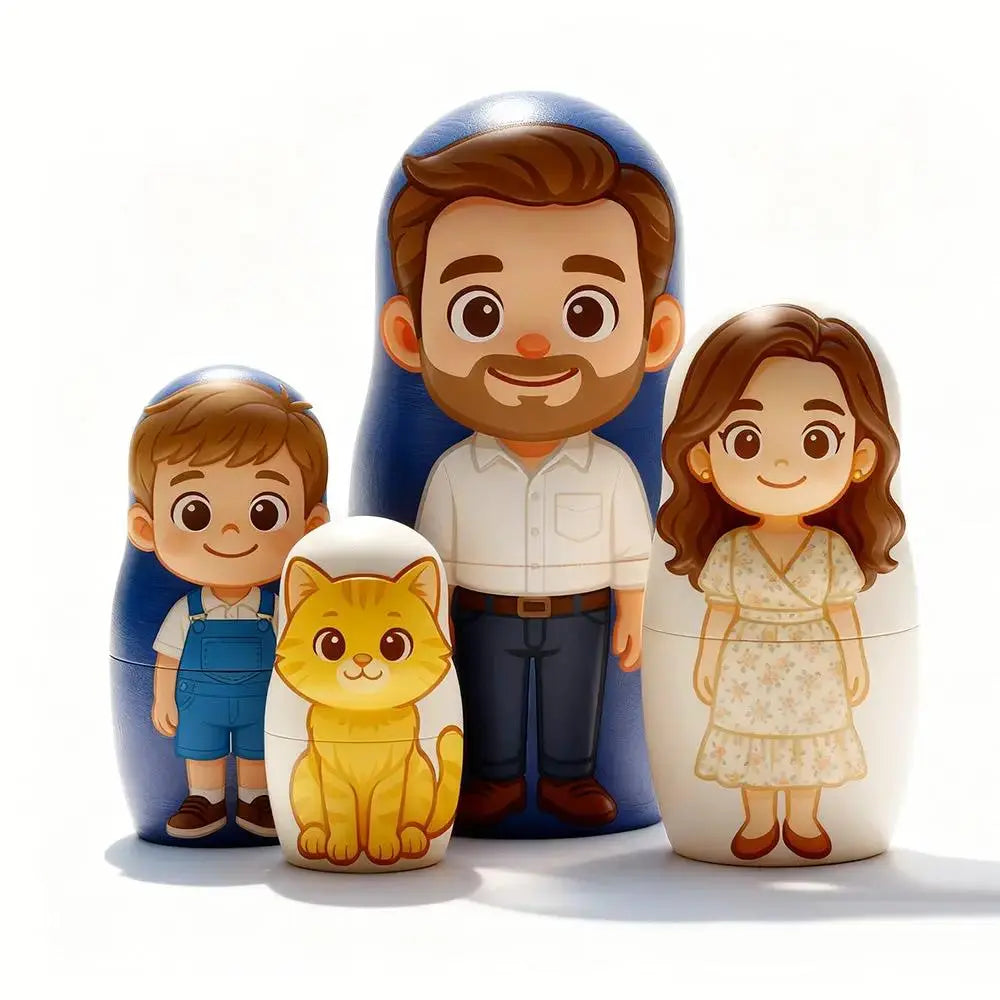 Custom Family Portrait Gift - Personalized Nesting Dolls by Inkedjoy