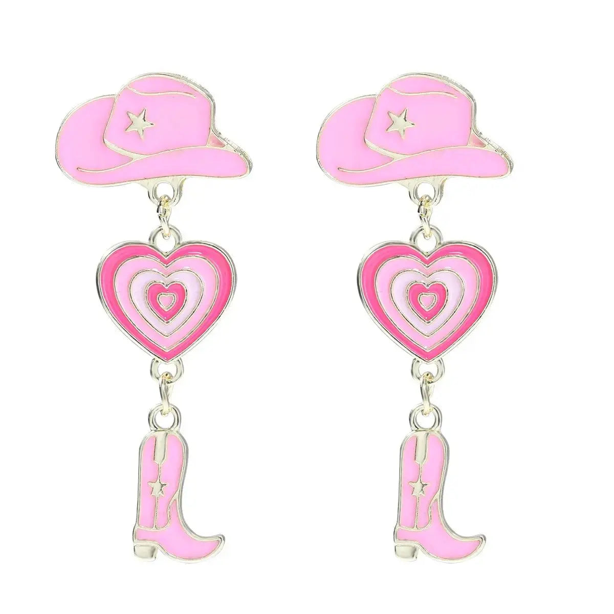 Western Cowgirl Heart Earrings | Cowboy Hat & Boots Valentine’s Earrings by EPR