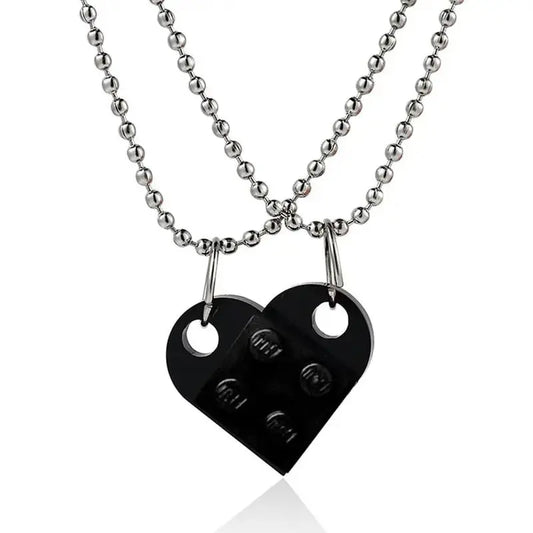 Couples Matching Necklaces - 2-Piece Heart Pendant Set by EPR