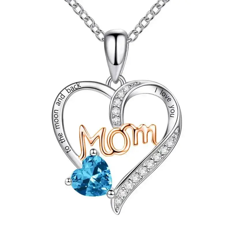 Mom Heart-Shaped Engraved Diamond Necklace – Mother's Day Jewelry Gift for Mom by EPR